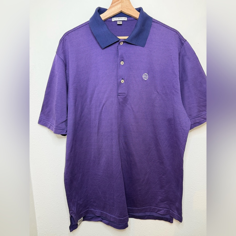 Peter Millar Purple Performance Golf Polo Shirt Size XL